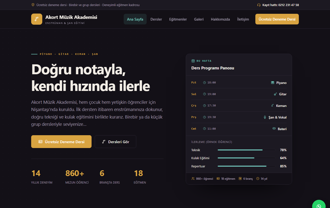 Akort — Koyu & Premium Müzik Akademisi Web Sitesi — ekran görüntüsü 1