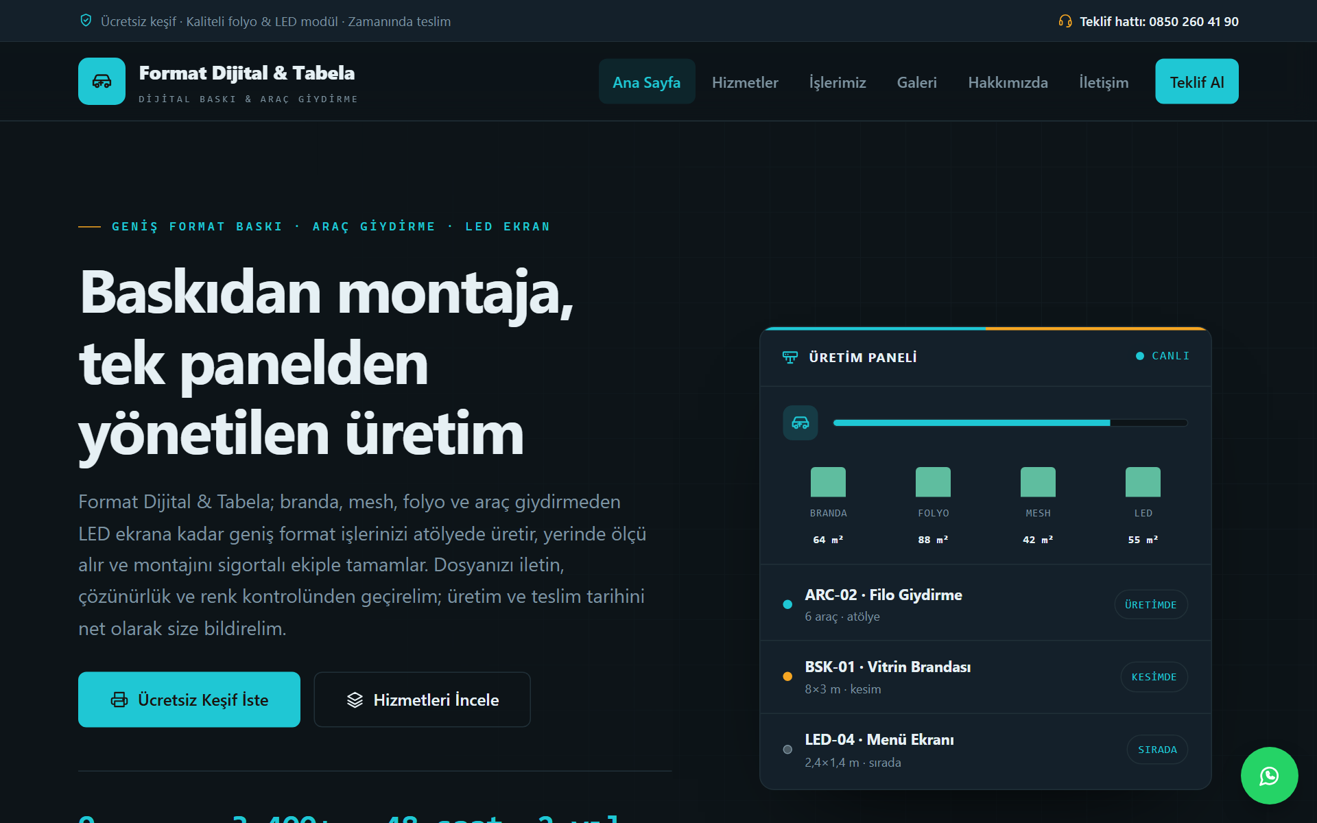Format — Teknik & Dashboard Dijital Baskı / Araç Giydirme Web Sitesi — ekran görüntüsü 1