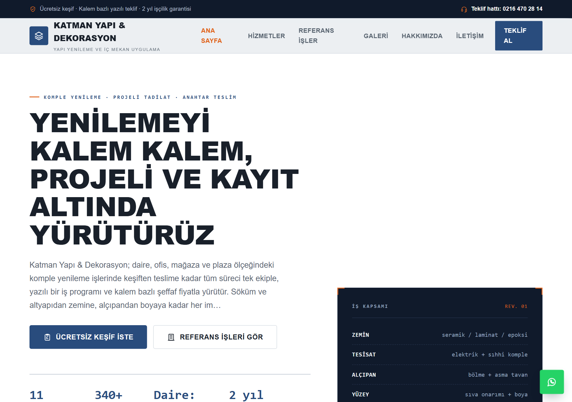 Katman — Teknik & Kurumsal Kapsamlı Tadilat Web Sitesi — ekran görüntüsü 1