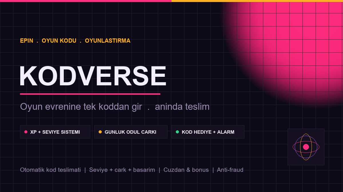 KODVERSE oyunlaştırılmış epin ve oyun kodu marketi scripti kapak görseli
