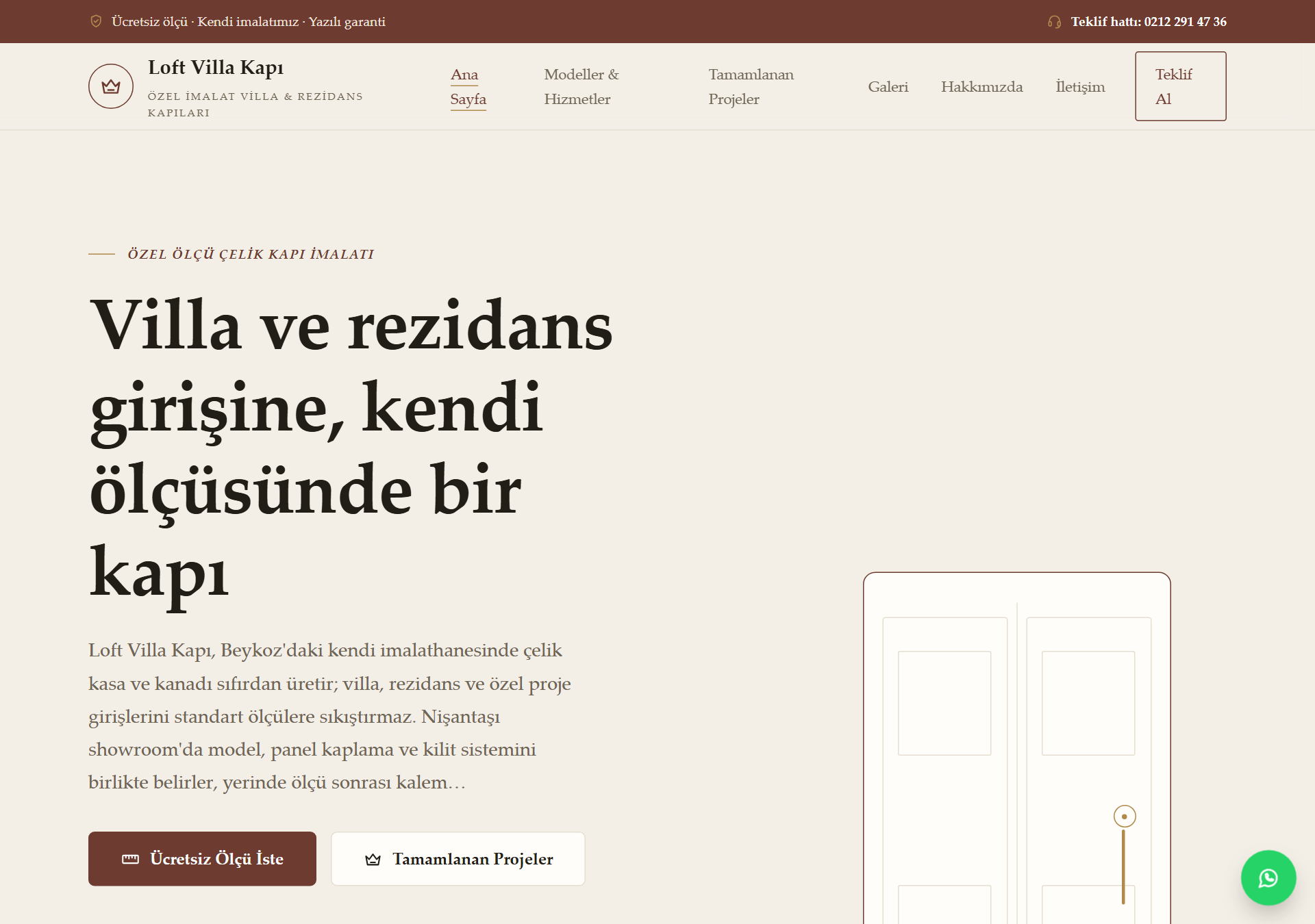 Loft — Premium & Editöryel Villa Çelik Kapı Web Sitesi — ekran görüntüsü 1