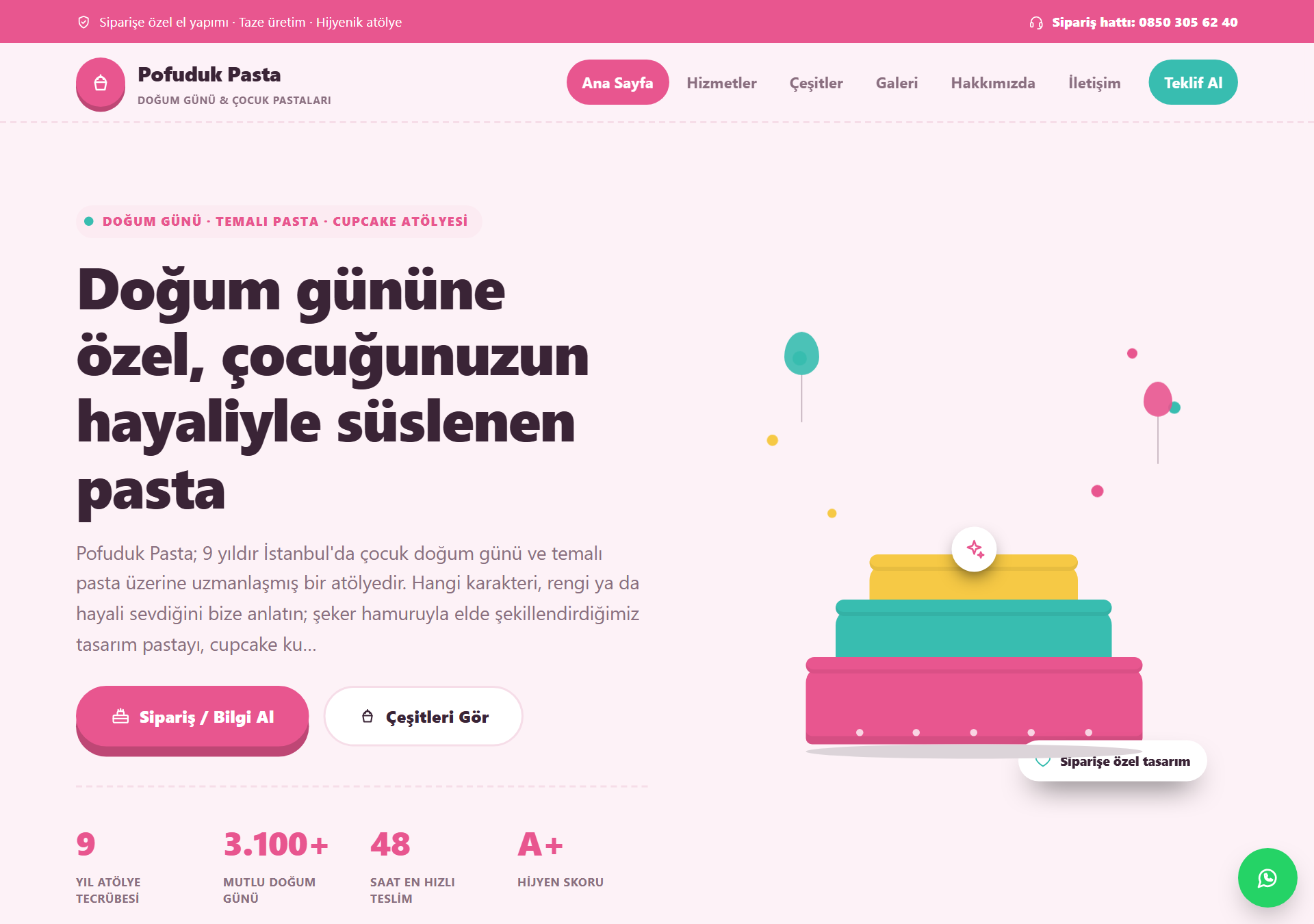 Pofuduk — Neşeli & Renkli Doğum Günü / Çocuk Pastası Web Sitesi — ekran görüntüsü 1