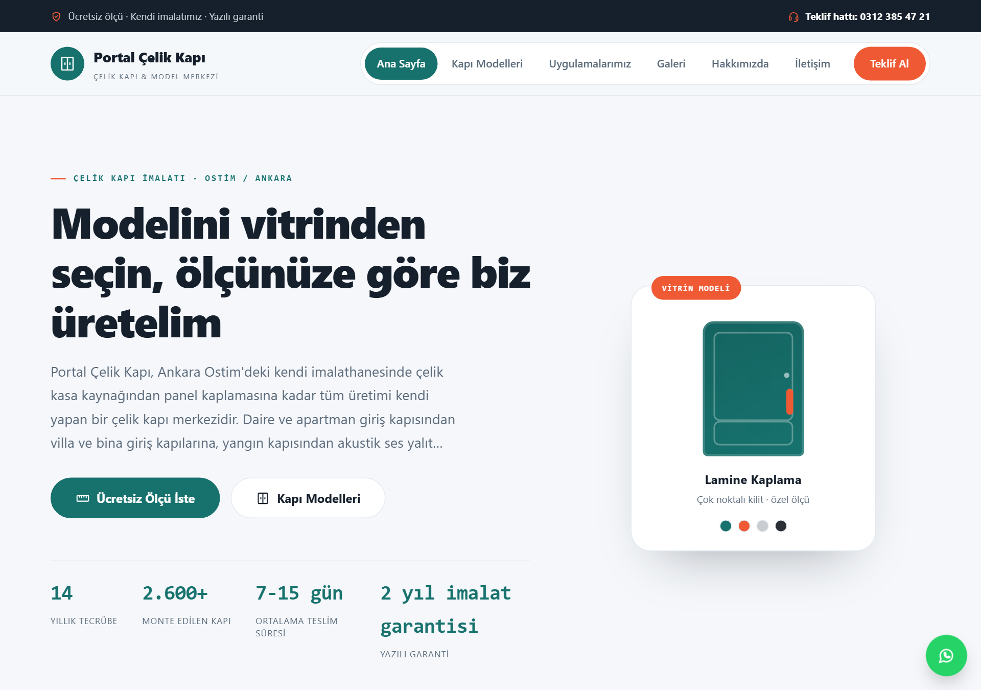 Portal — Açık & Showroom/Katalog Çelik Kapı Web Sitesi — ekran görüntüsü 1
